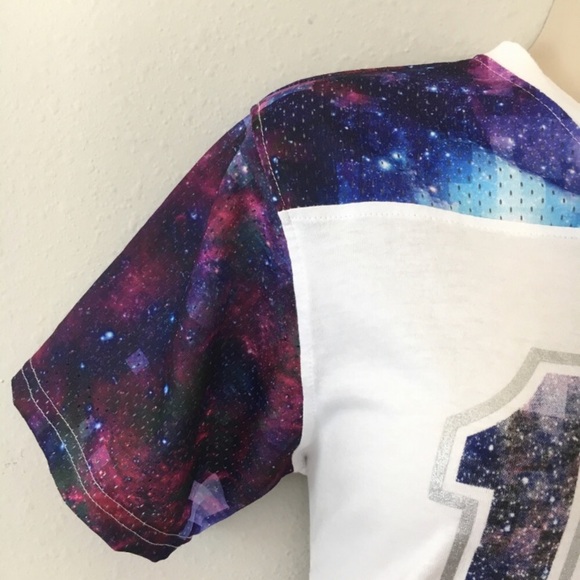 Asphalt Galaxy Print Number 13 Jersey Top Large Cotton - Picture 3 of 6